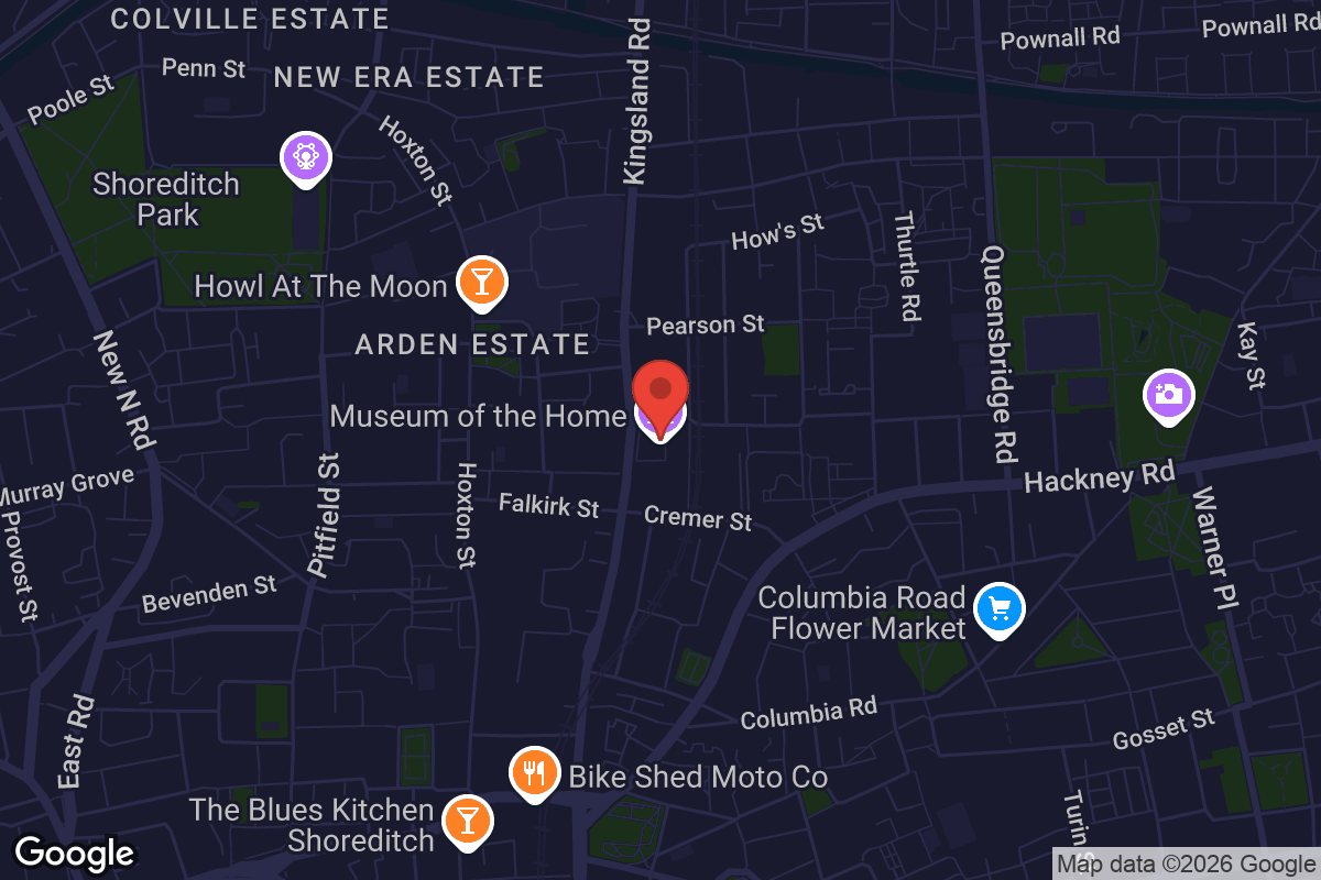 Map showing location of Museum of the Home