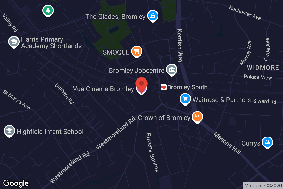 Map showing location of Vue Bromley
