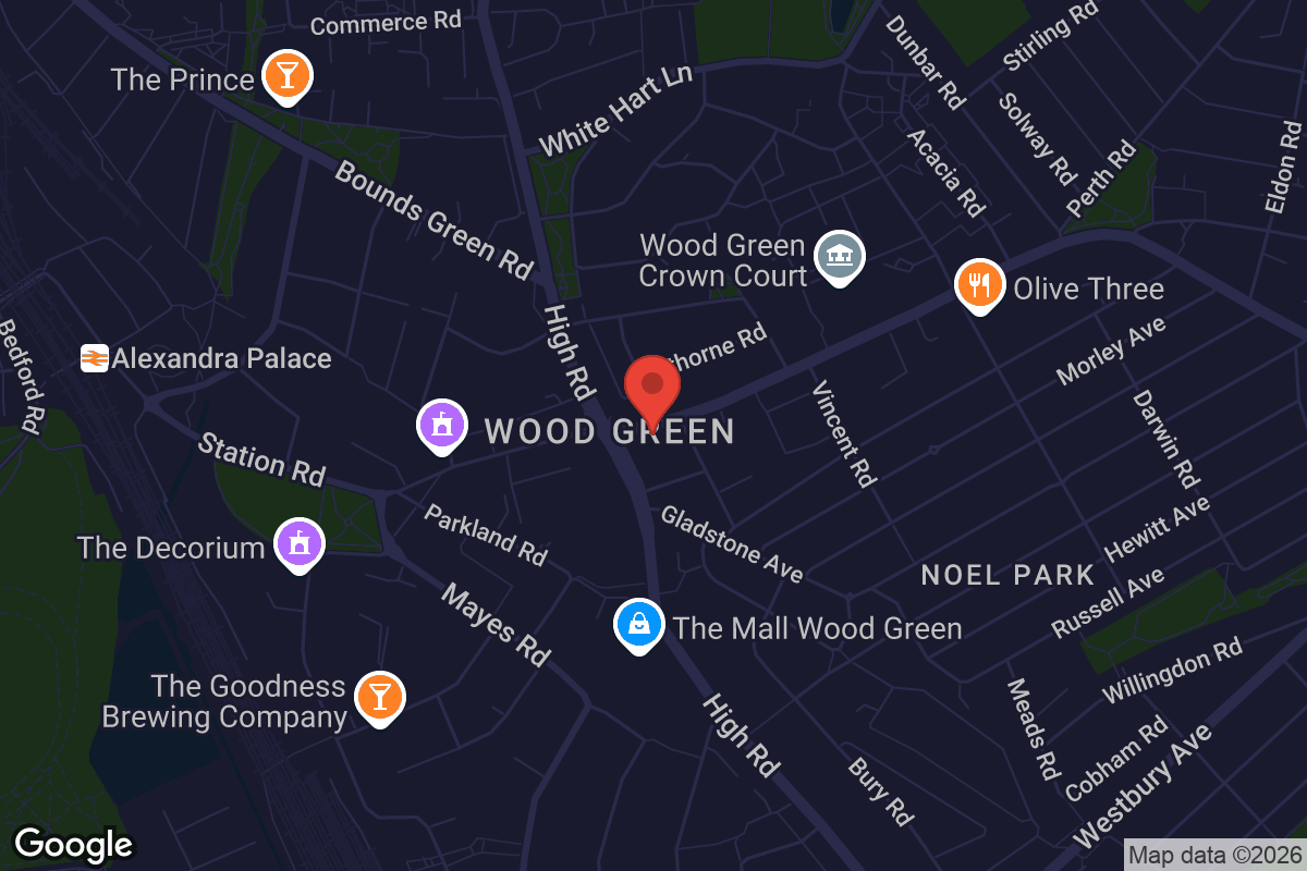 Map showing location of Vue Wood Green