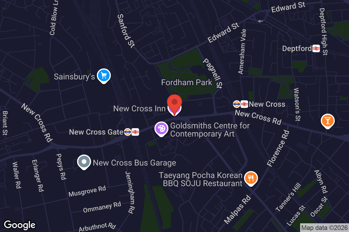 Map showing location of New Cross Inn