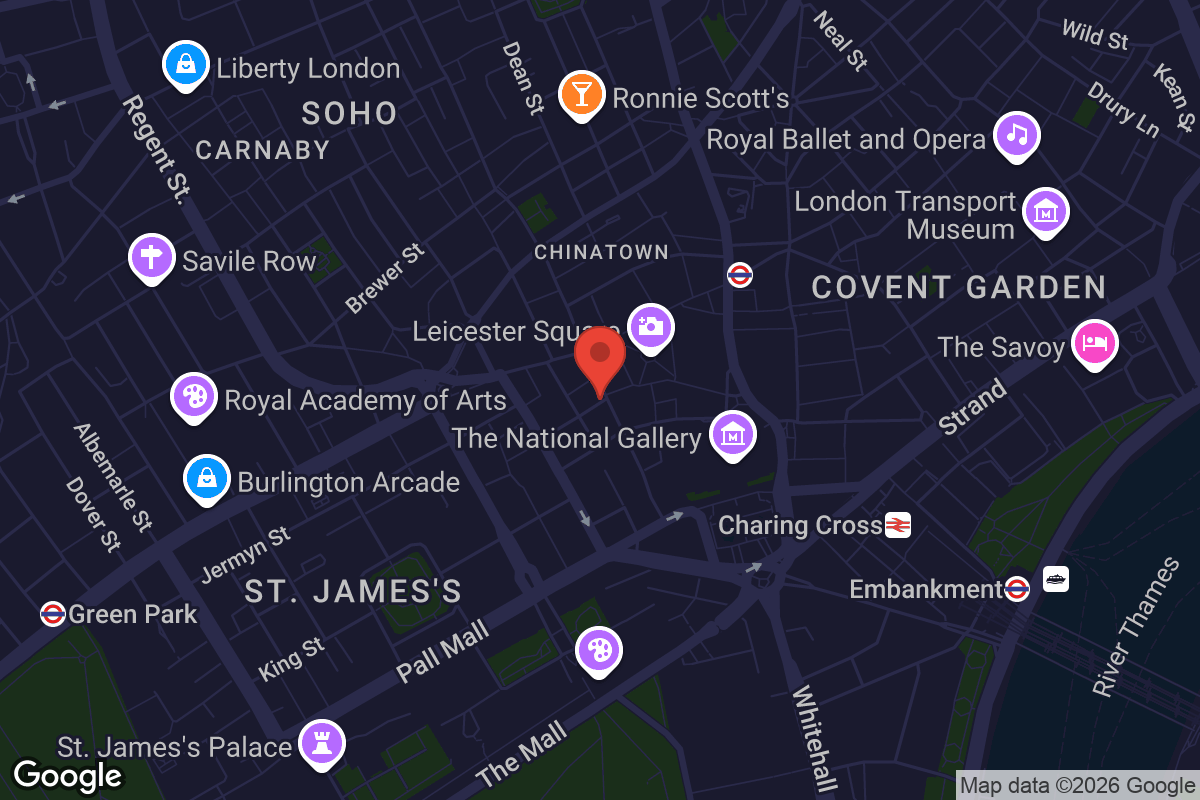 Map showing location of ODEON Luxe Haymarket