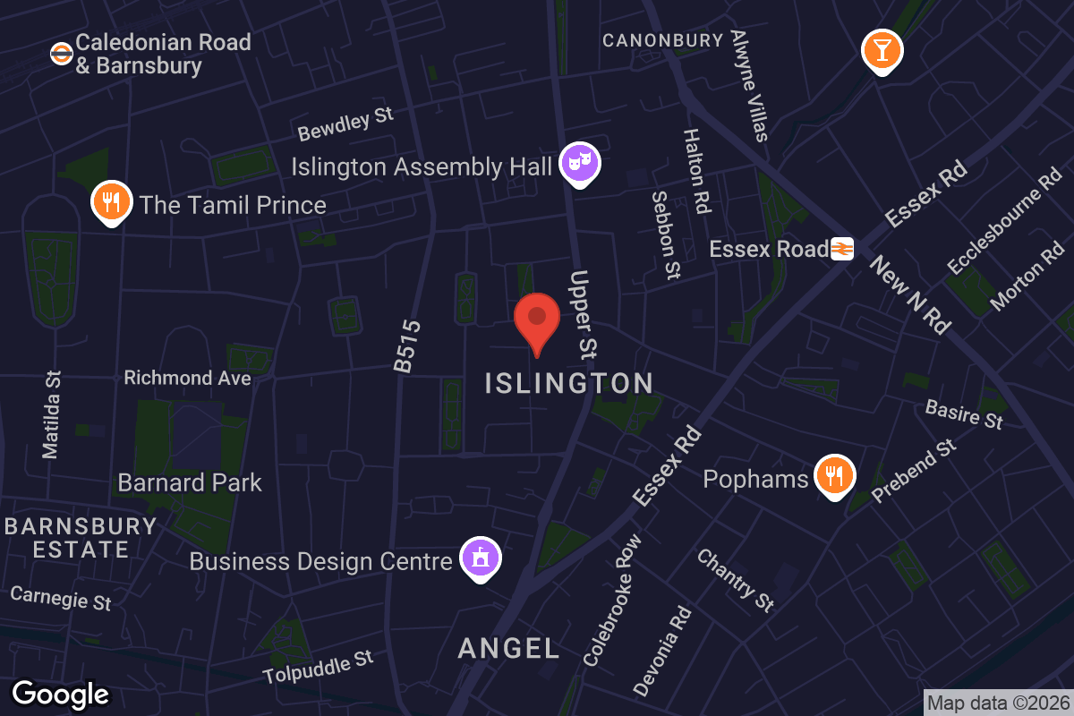 Map showing location of ODEON Luxe & Dine Islington