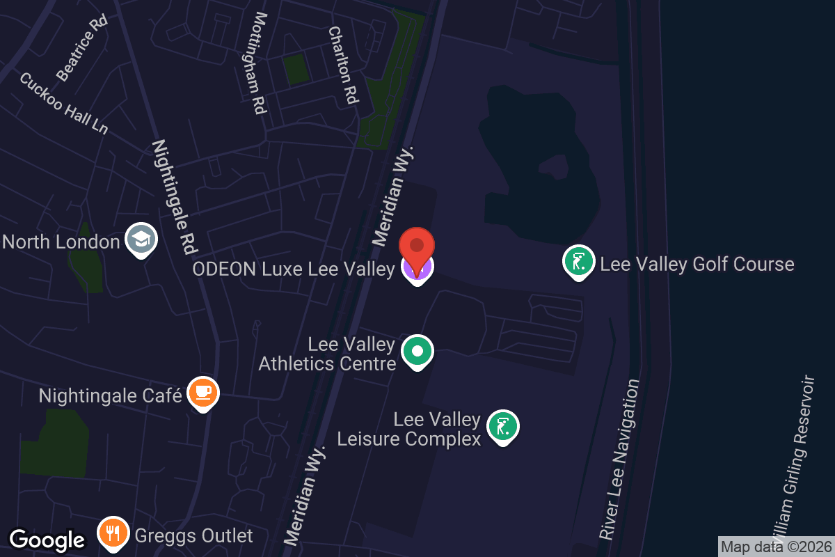 Map showing location of ODEON Luxe Lee Valley