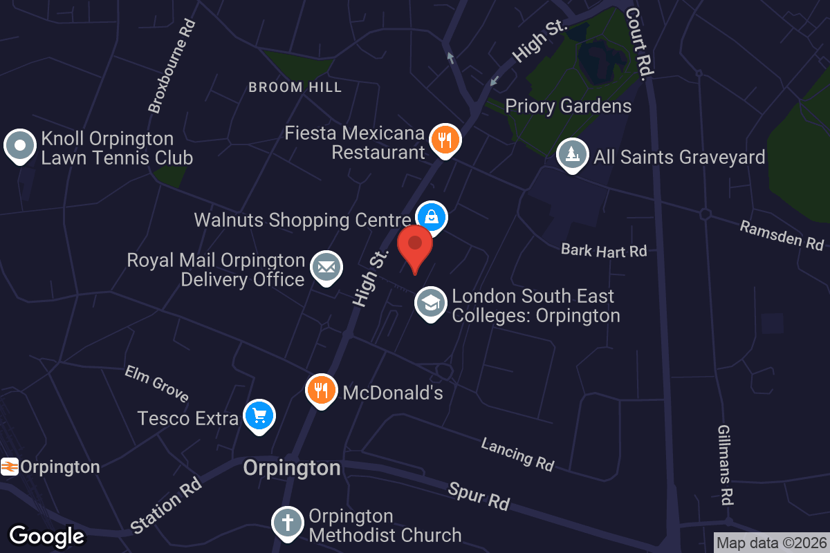 Map showing location of ODEON Orpington
