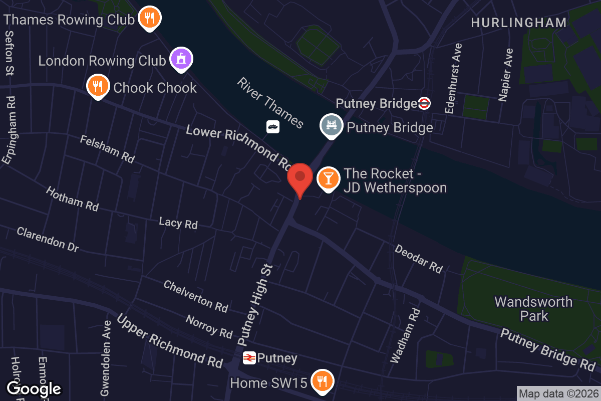 Map showing location of ODEON Luxe Putney