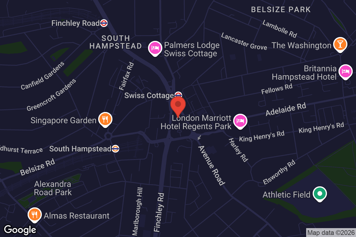 Map showing location of ODEON Luxe Swiss Cottage