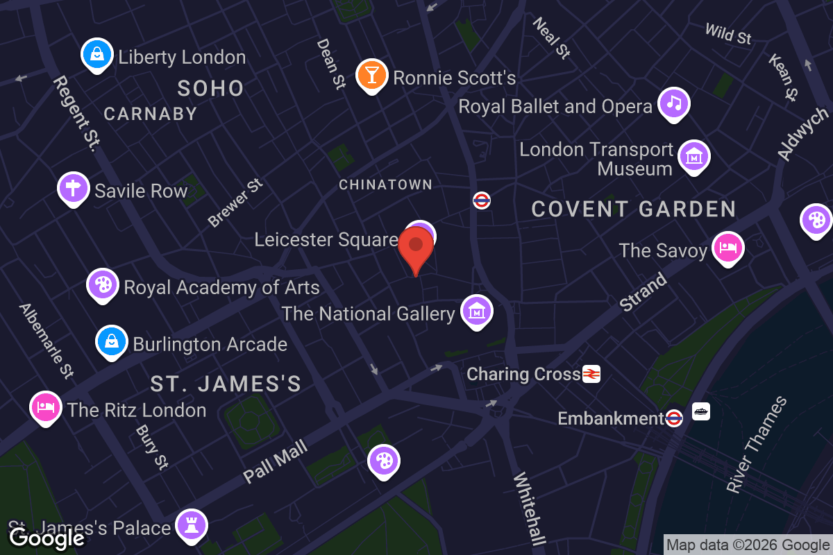 Map showing location of ODEON Luxe West End