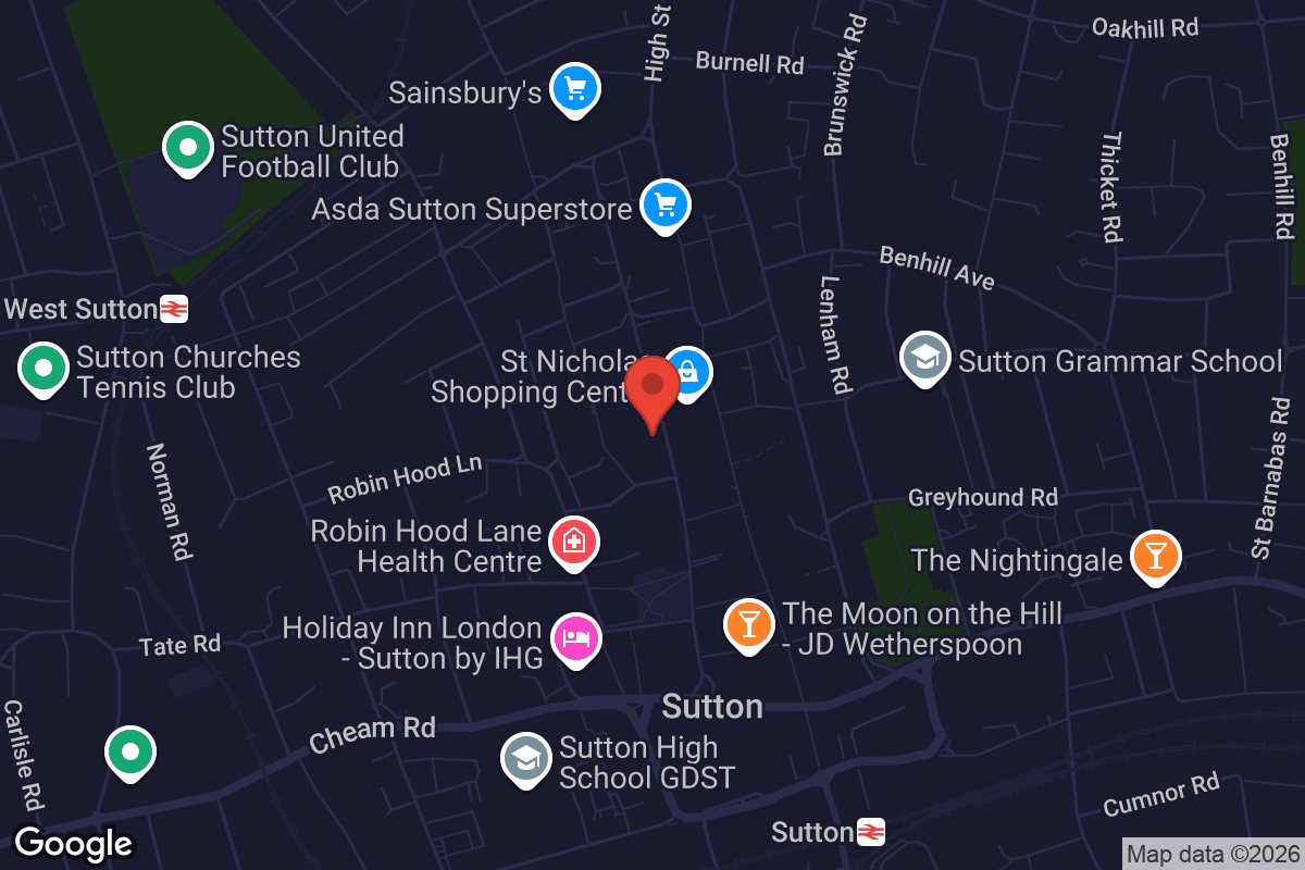 Map showing location of Omniplex Sutton