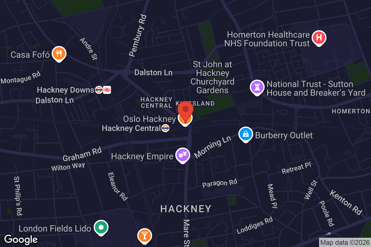 Map showing location of Oslo Hackney