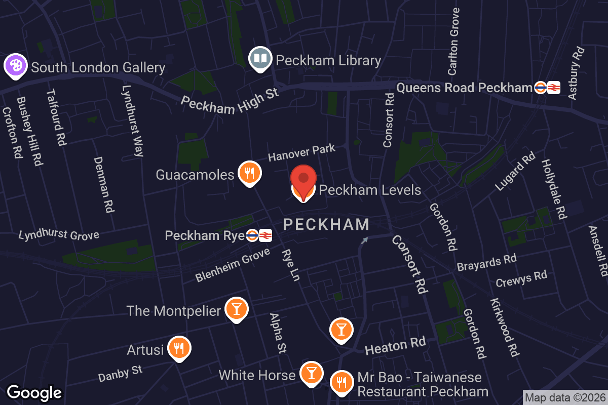 Map showing location of Peckham Levels