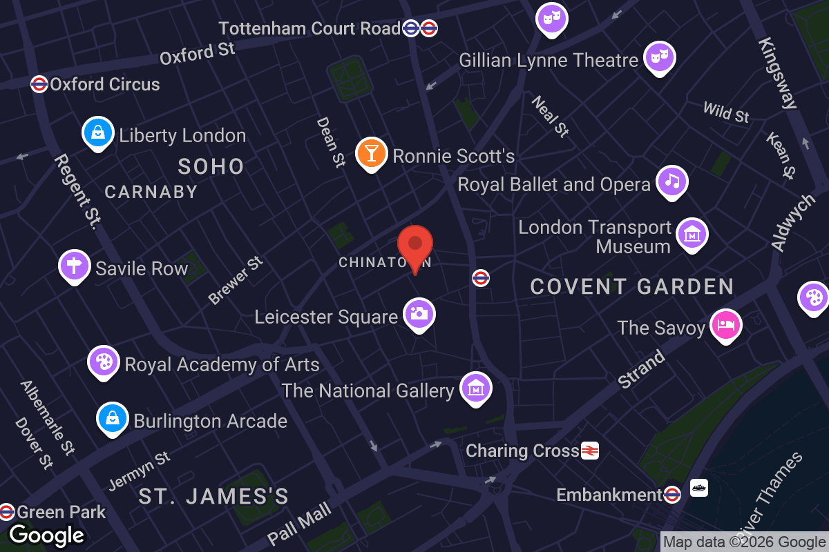 Map showing location of Prince Charles Cinema