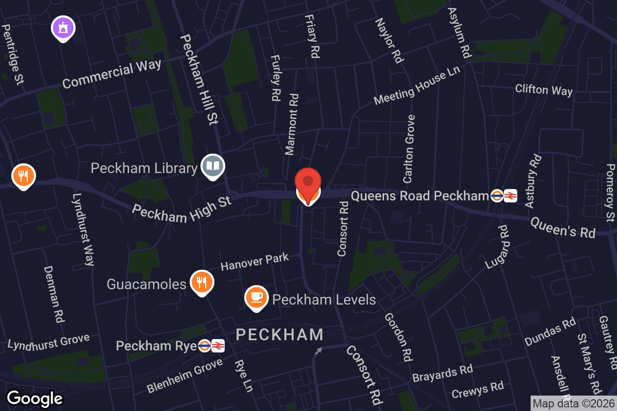 Map showing location of Prince of Peckham