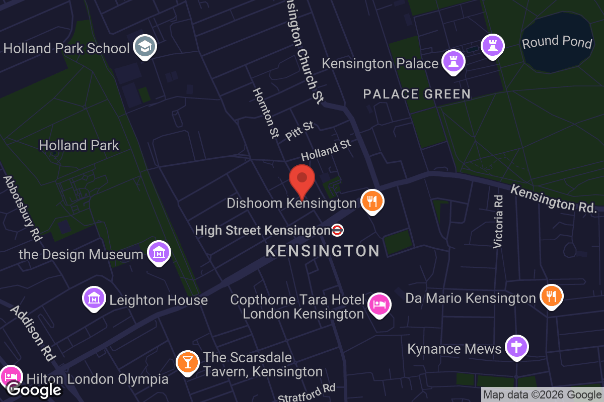 Map showing location of Kensington Central Library