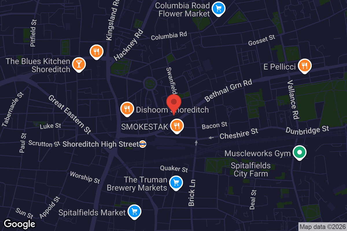 Map showing location of Rich Mix