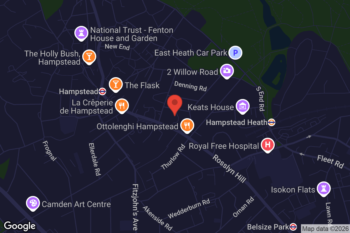 Map showing location of Rosslyn Hill Chapel