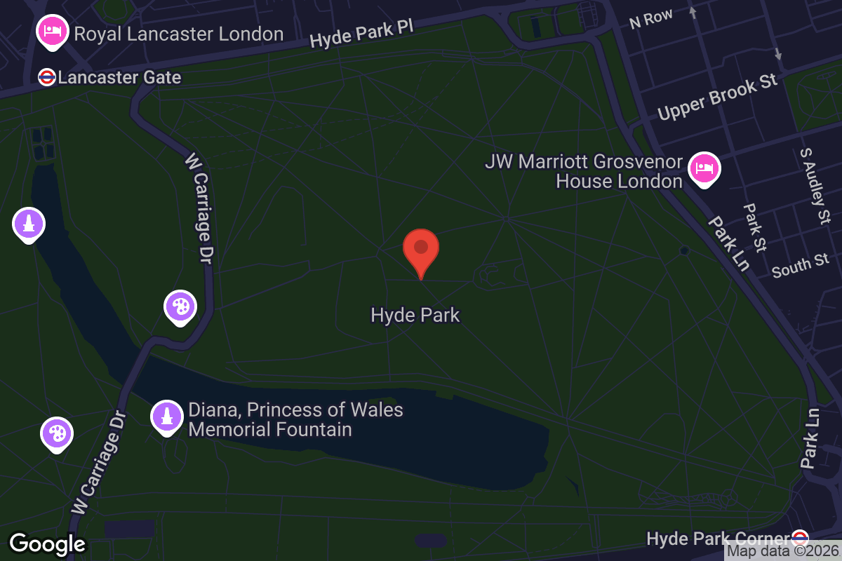 Map showing location of Hyde Park
