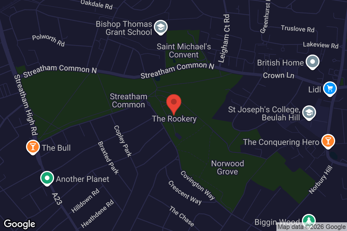 Map showing location of The Rookery