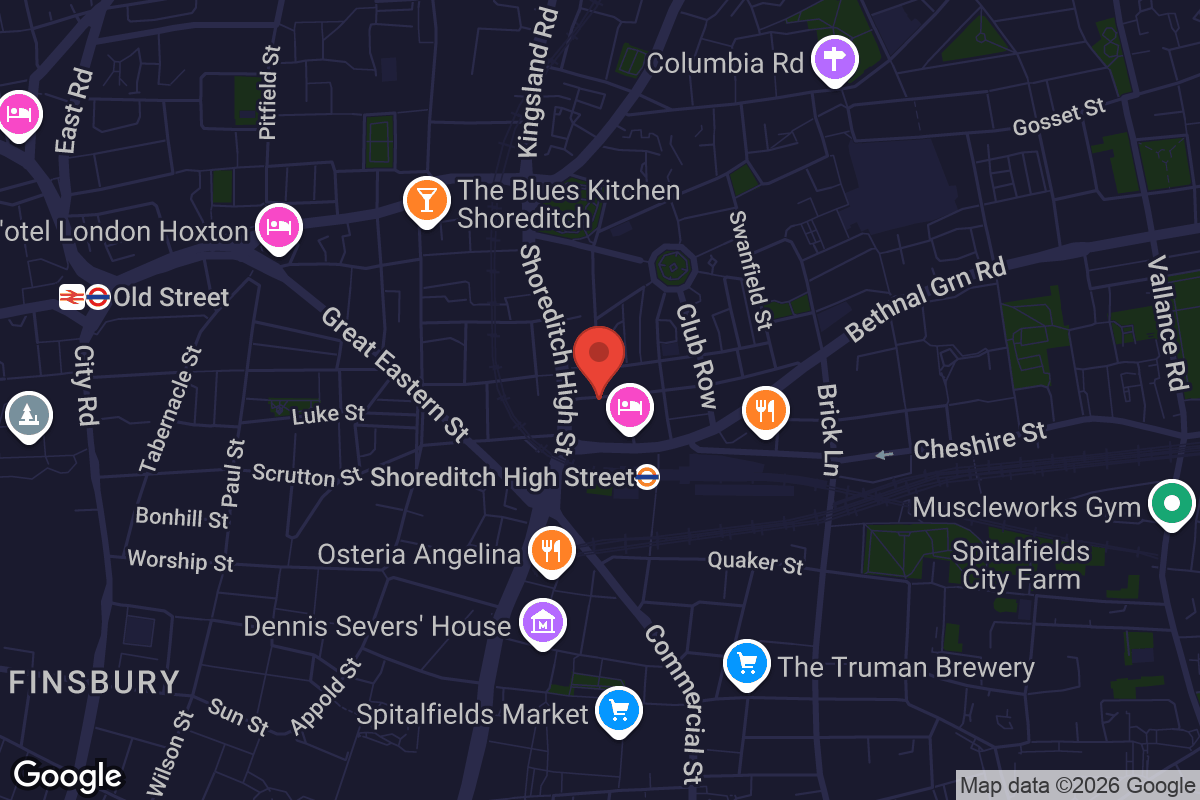 Map showing location of Shoreditch Arts Club