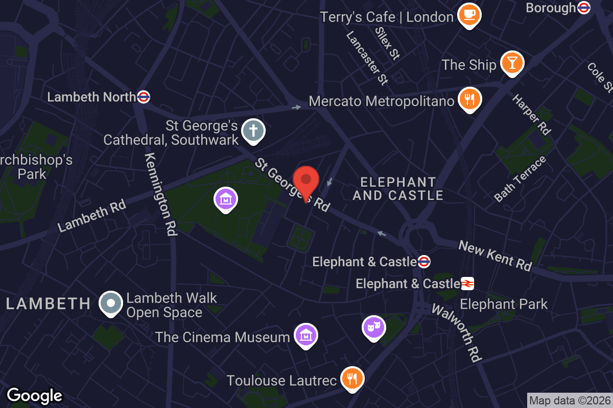 Map showing location of Siobhan Davies Studios