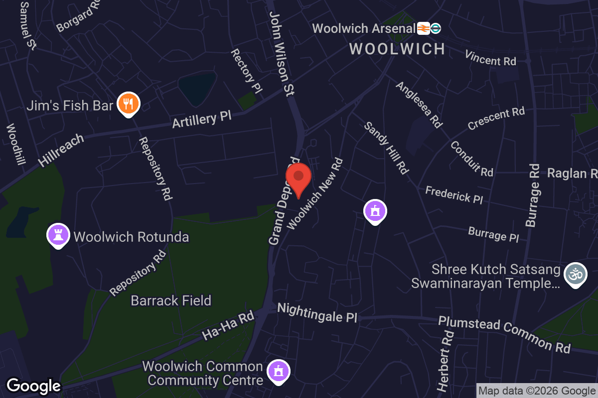 Map showing location of St George's Garrison Church