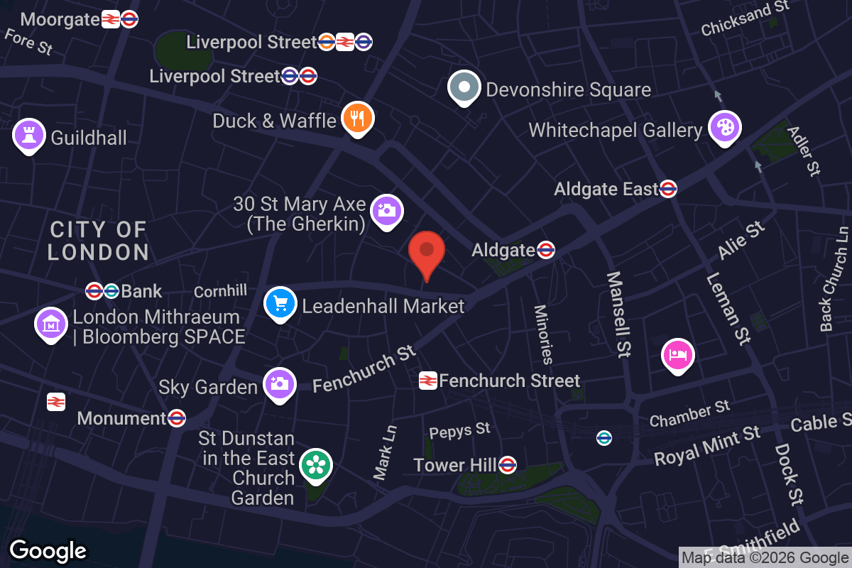 Map showing location of The Guild Church of St Katharine Cree