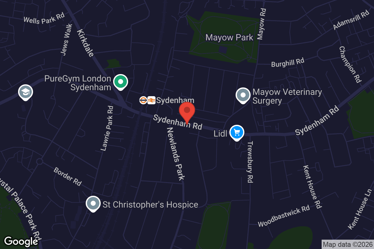 Map showing location of Sydenham Arts