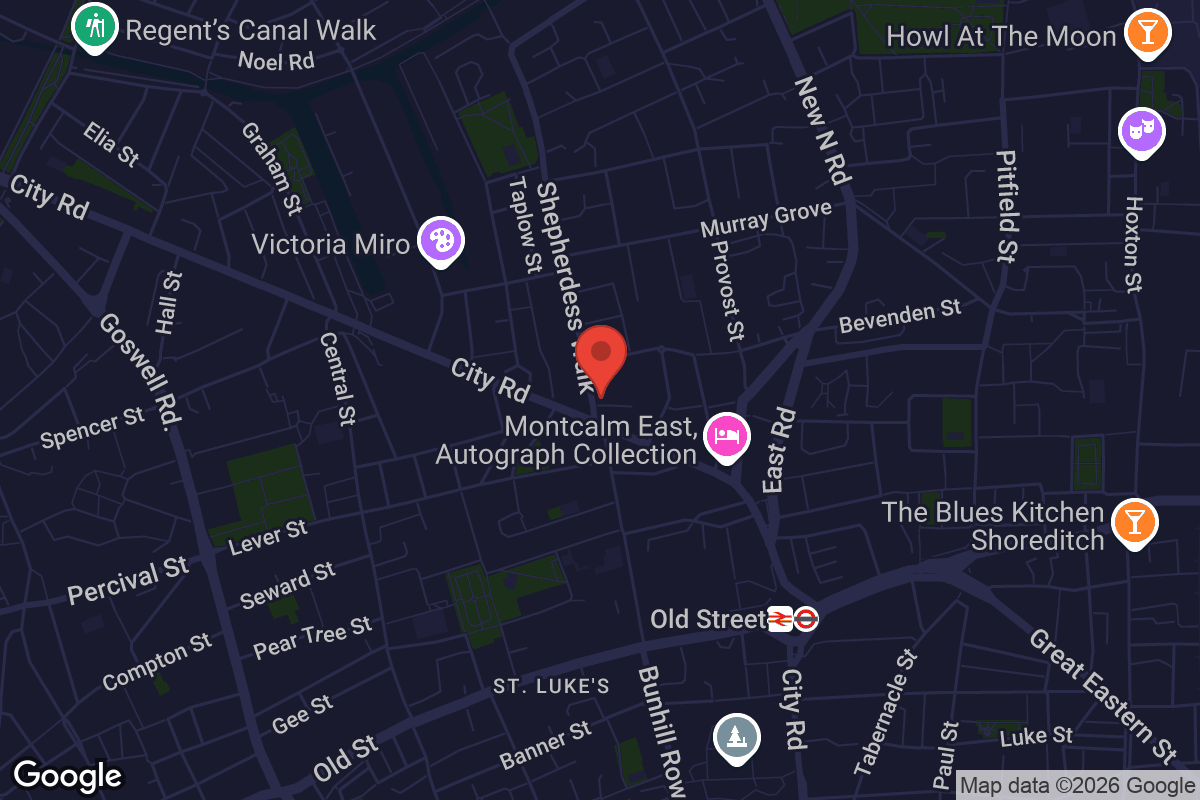 Map showing location of The Eagle Hoxton