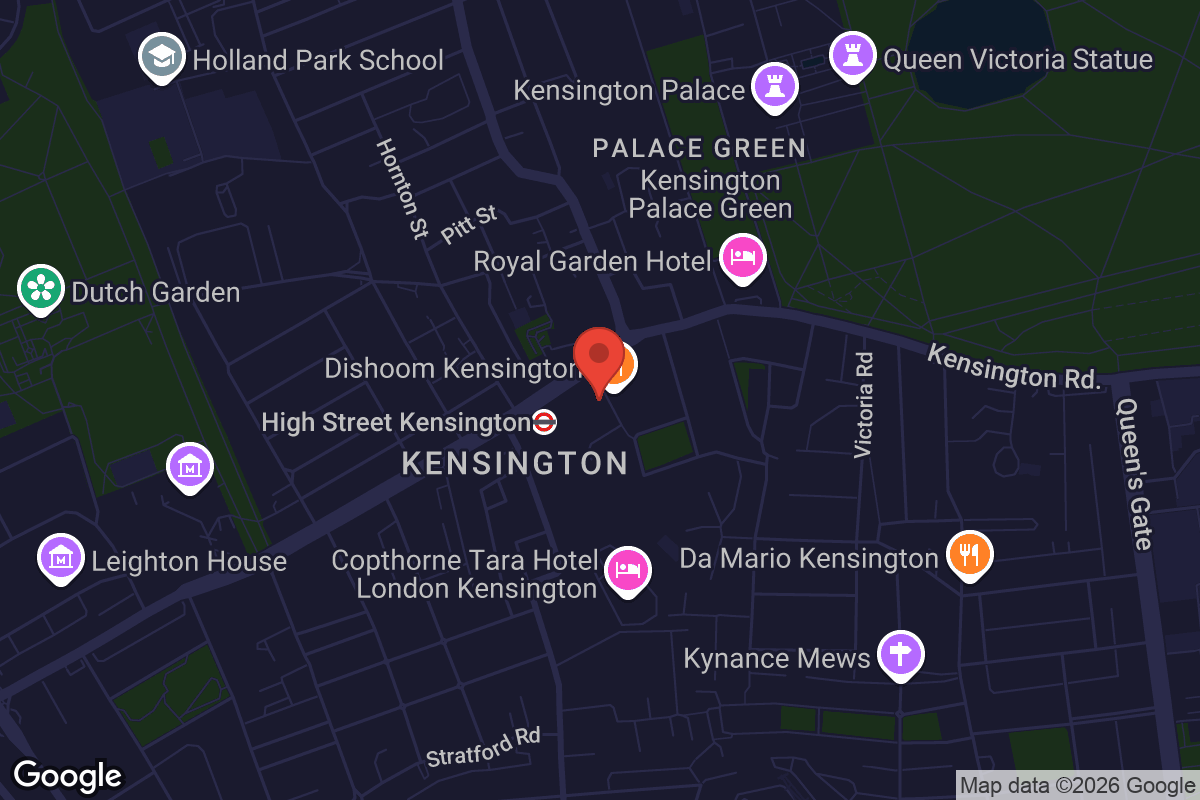 Map showing location of The Roof Gardens