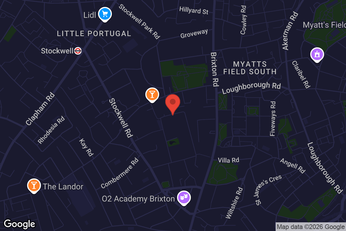 Map showing location of Stockwell Park Community Centre