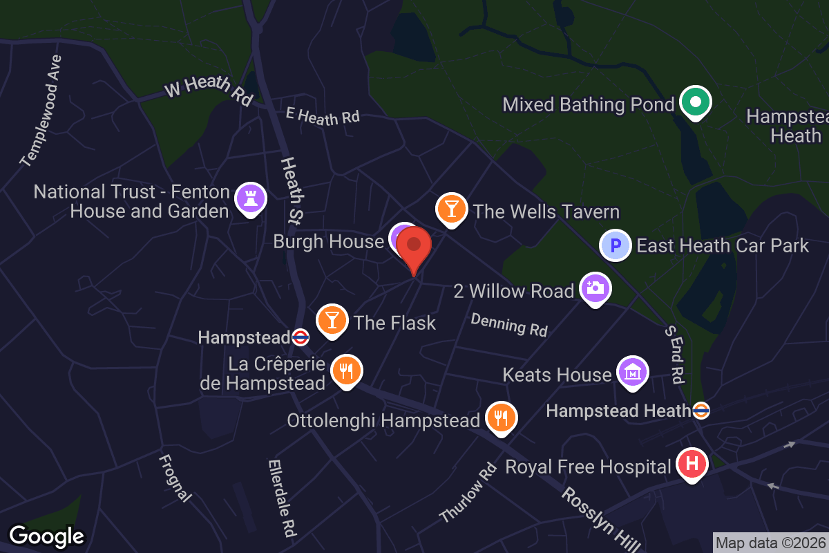 Map showing location of The Well Walk Theatre
