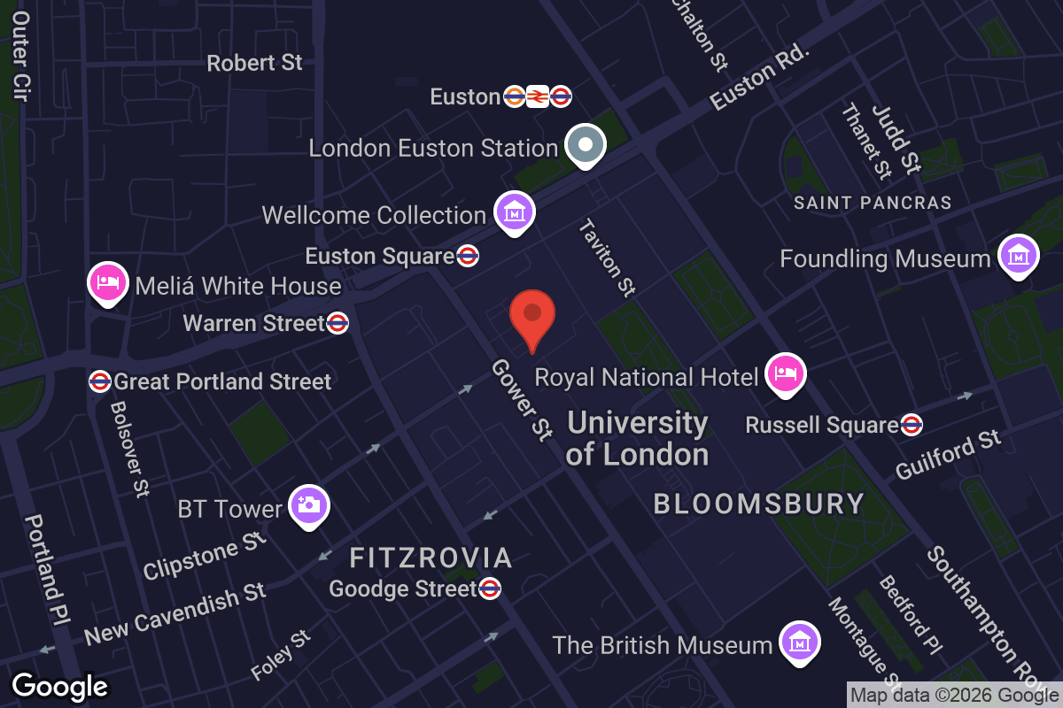 Map showing location of UCL Garwood Lecture Theatre