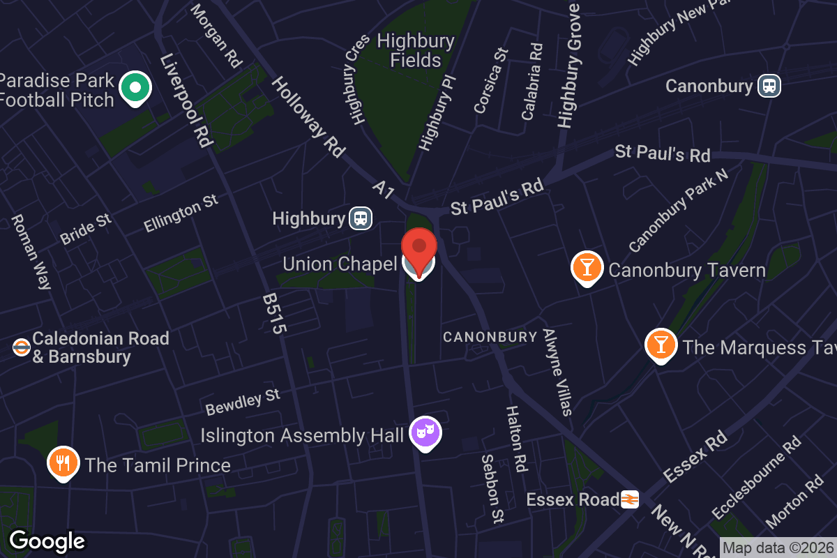 Map showing location of Union Chapel
