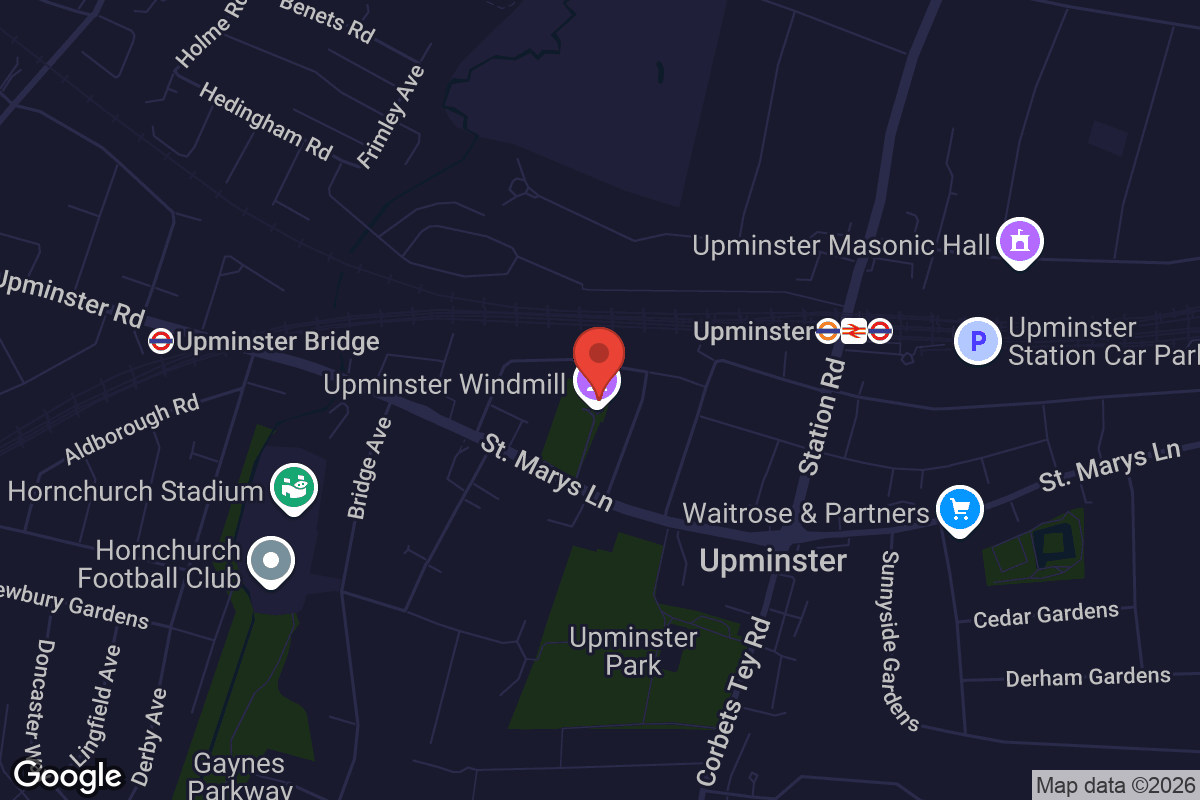 Map showing location of Upminster Windmill