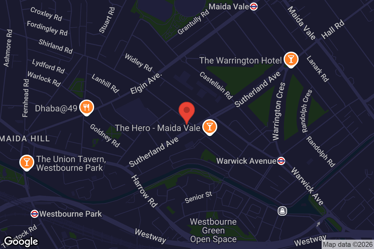 Map showing location of Maida Vale Library