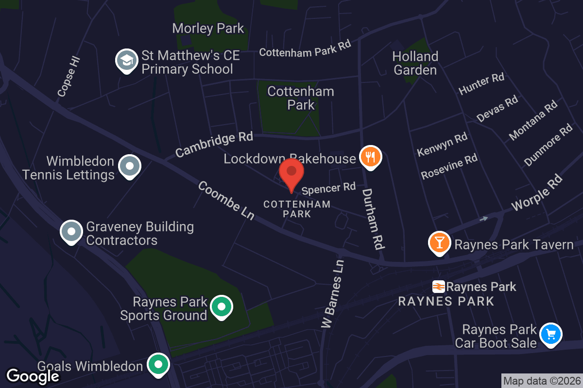 Map showing location of West Wimbledon Hall