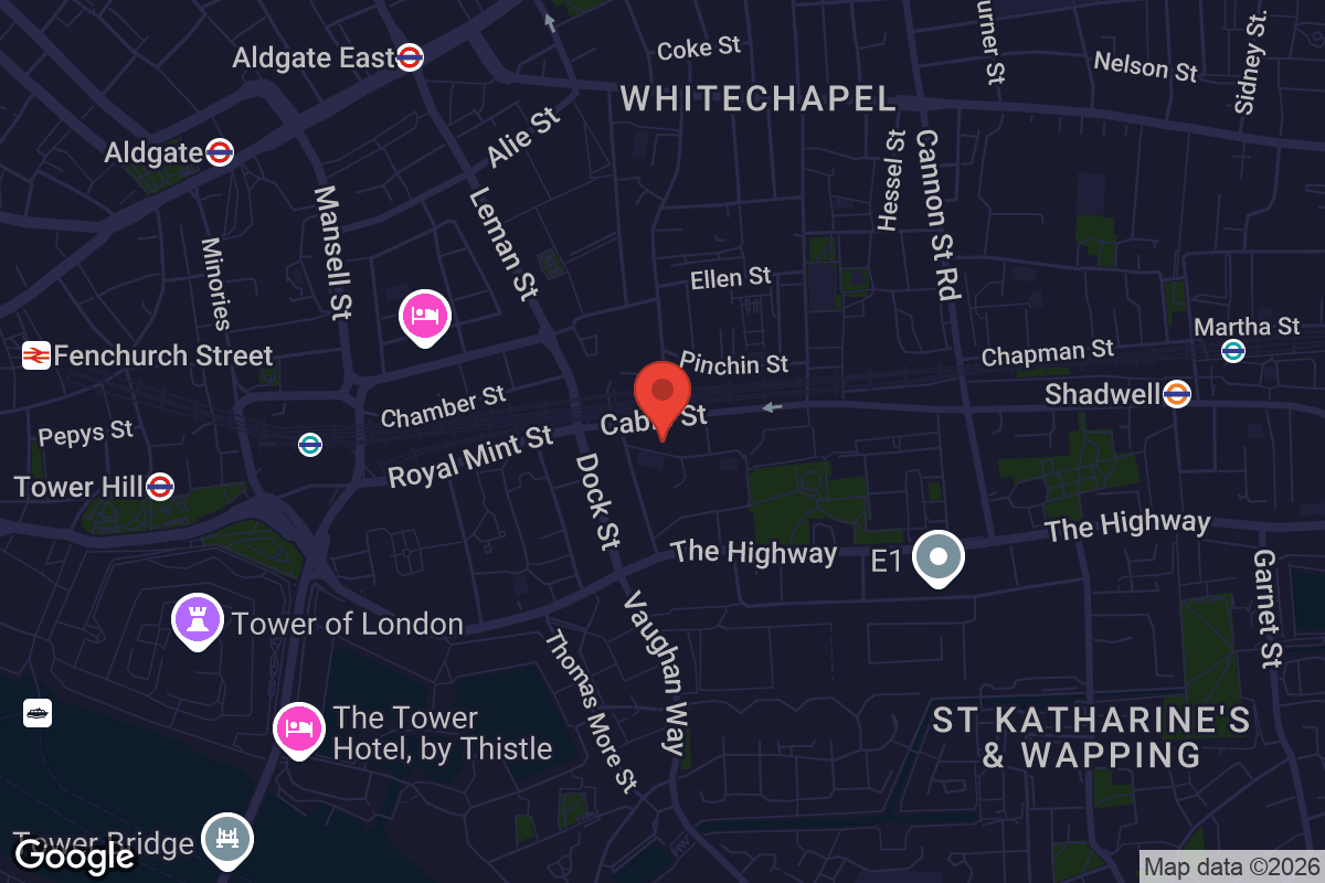 Map showing location of Wilton's Music Hall