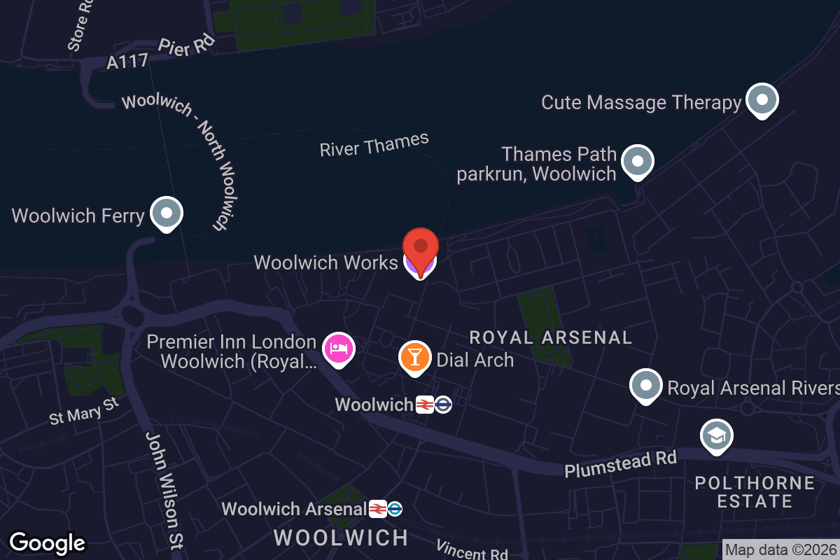 Map showing location of Woolwich Works